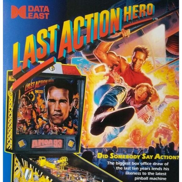 Action Hero Pinball FLYER Unused Vintage Retro Arnold Schwarzenegger 1993 - Picture 1 of 5